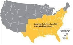 Lone Star Tick Map Map Of Lone Star Tick